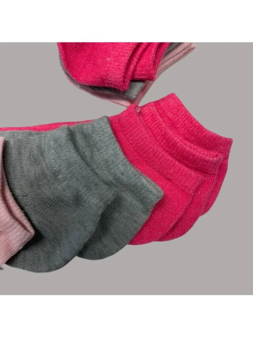 Kids Low Cut Socks 3 X 3-Pack Shoe Sizes 1-7 Pink Gray Polyester/Spandex Blend